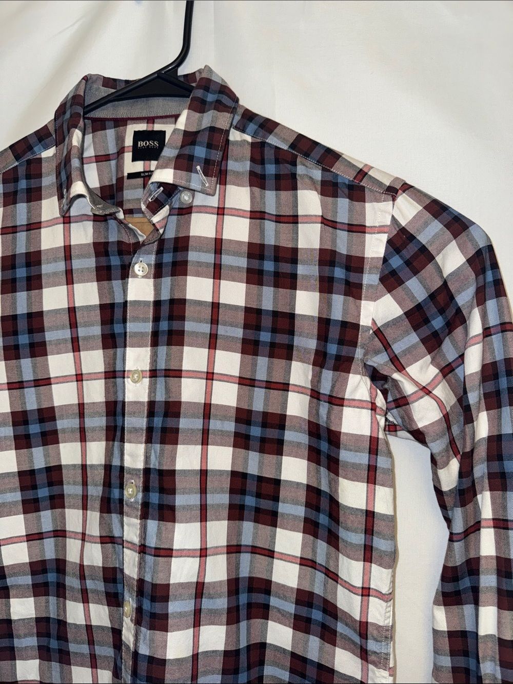 BOSS Hugo Boss Rikard_53 Slim Fit Plaid Flannel Casual Shirt Size Medium